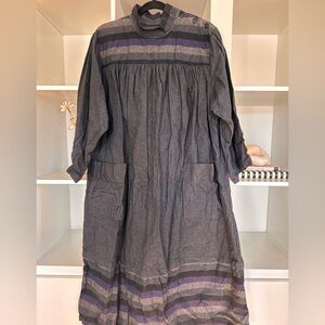 Vintage Marimekko Gray and Purple Long Sleeve Dress